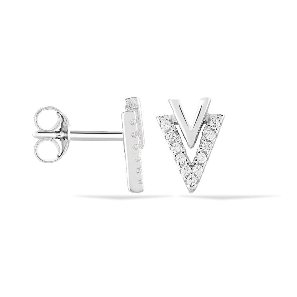 Boucles D'oreilles Puces Guenolee Argent Blanc Oxyde De Zirconium
