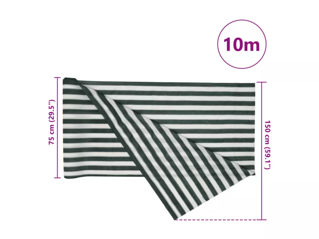 Filet brise-vue vert et blanc 1,5x10 m PEHD 150 g/m²