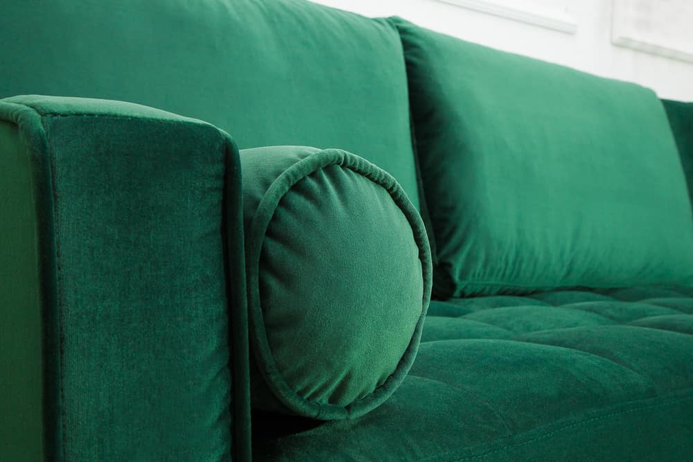 Elegantes Ecksofa COZY VELVET 260cm smaragdgrün Samt Federkern 3-Sitzer