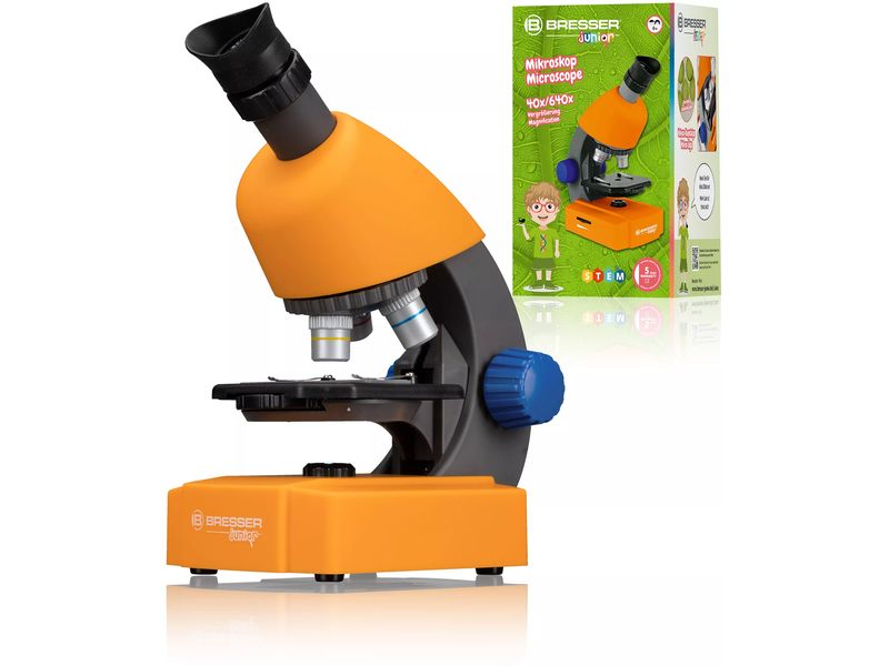 Bresser junior Mikroskop Kindermikroskop mit Zoomokular 40 x - 640 x