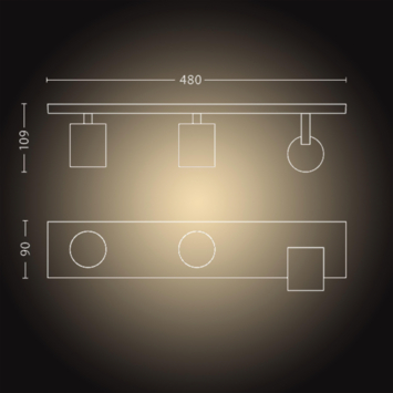 Philips Hue opbouwspot Runner zwart - warm tot koelwit licht 4.2W - 3 spots met dimmer switch