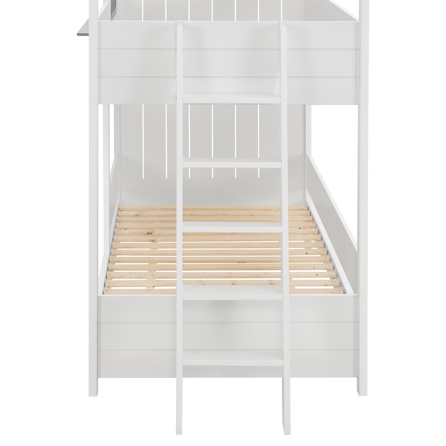 Juskys Kinder Hochbett Traumhaus 90x200 cm - Kinderbett mit Dach, 2 Betten & Lattenrost - Bett Weiß