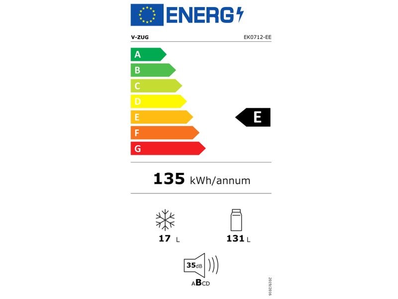 V-Zug Einbaukühlschrank Ideal eco Rechts Kühlschrank mit Gefrierfach