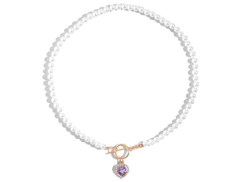 Gemsha - Kunstparelketting met strass-hartjes en hart