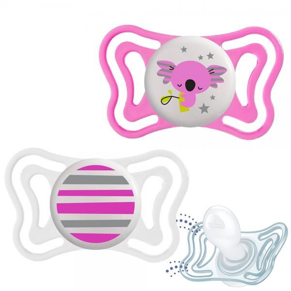 Chicco Chupeta Physio Light Lumi Silicone 2pçs (rosa, 6 16 Meses)