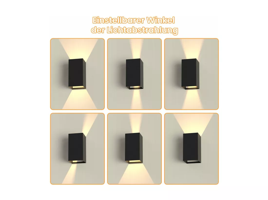 NETTLIFE Applique murale LED extérieure et l'intérieur : éclairage mural noir, lampe d'extérieur, mur de maison 5 W IP65 blanc chaud 3000 K
