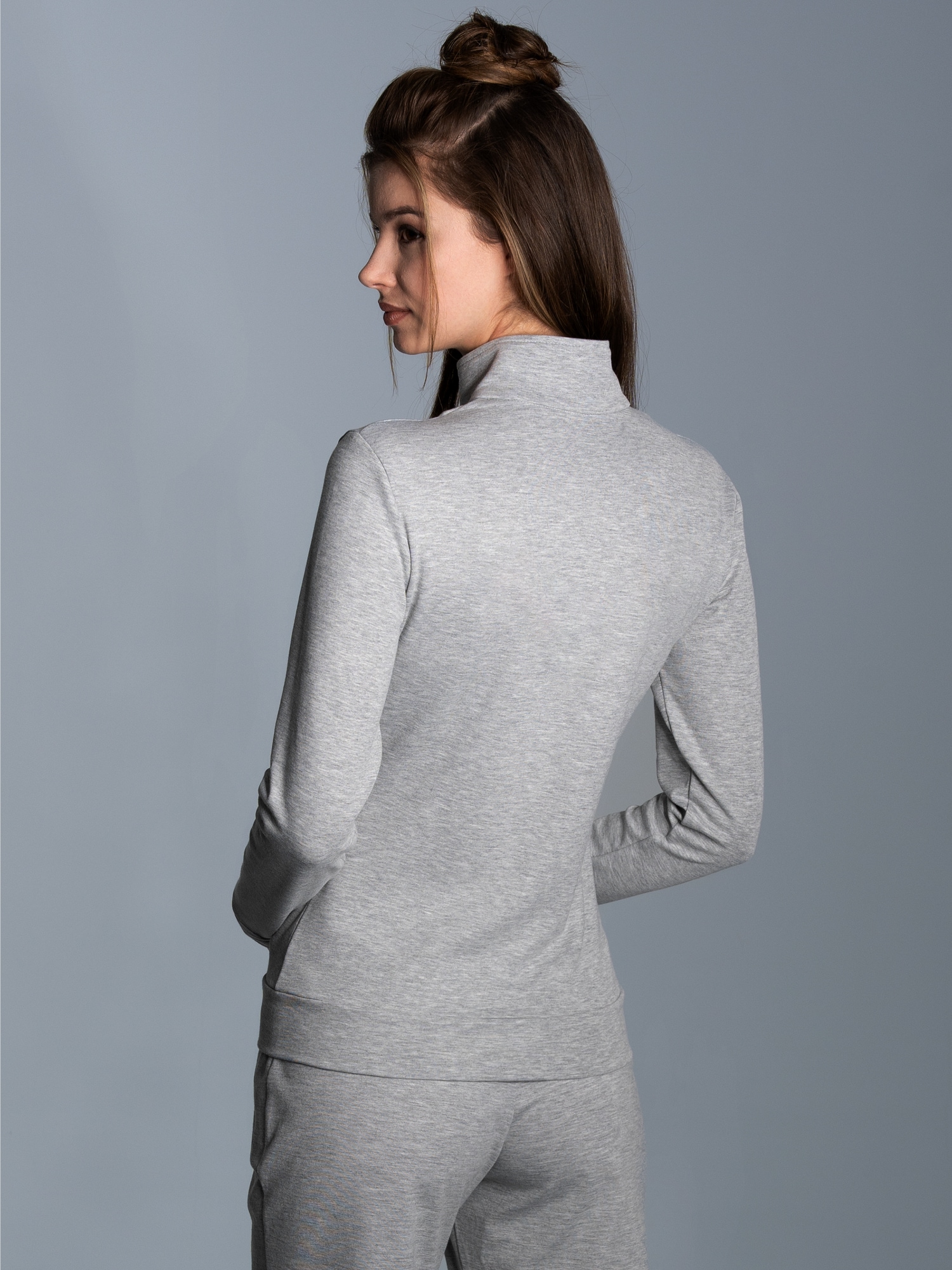Jacke veredelt mit Kristallsteinen Grau-melange