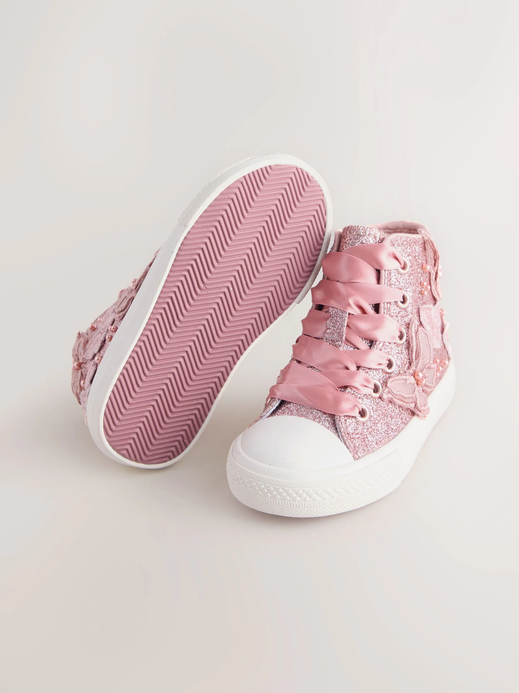 Roze met glittervlinderprint - High Top Trainer