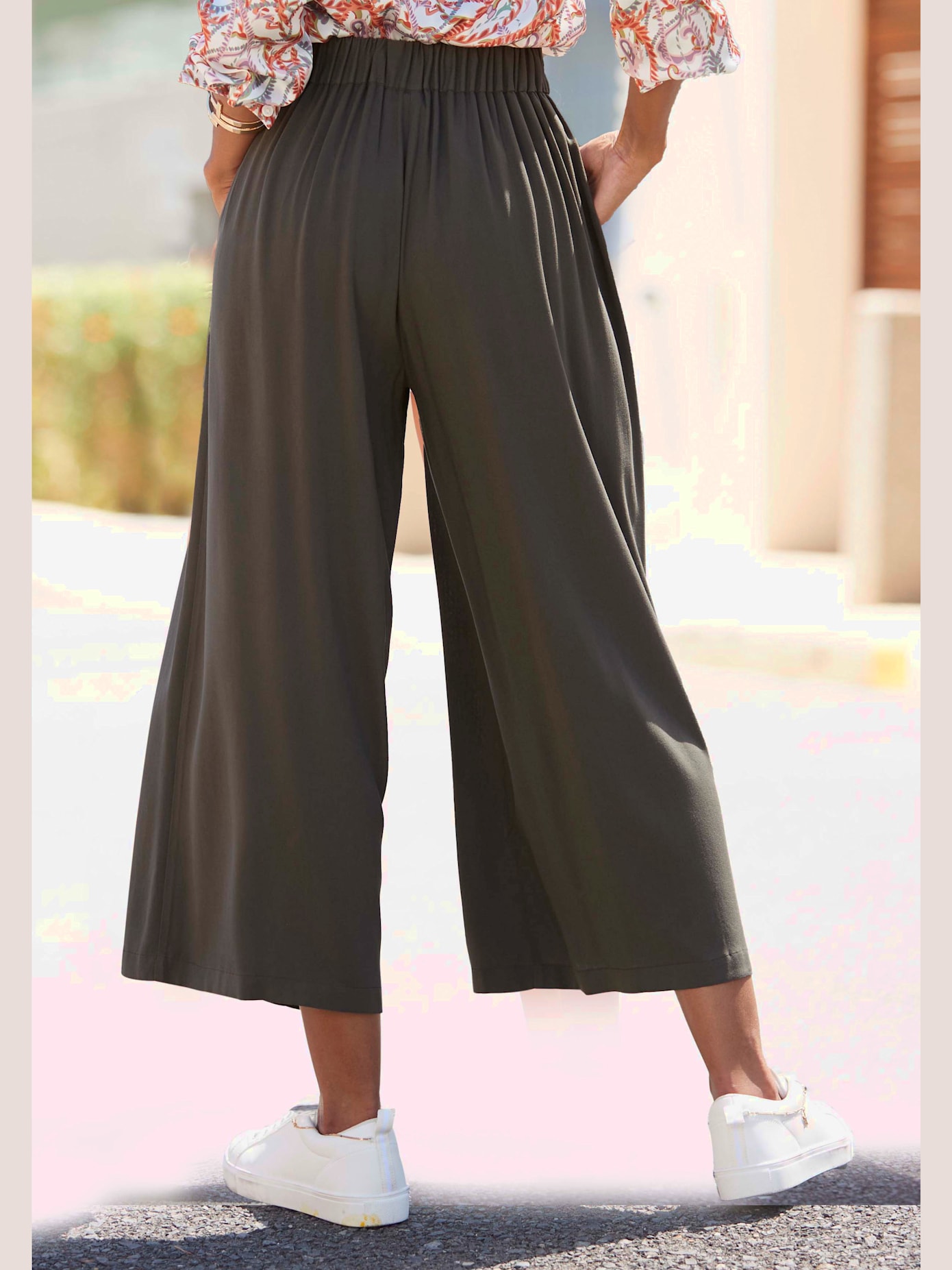 Jupe culotte large ceinture avec élastique au dos