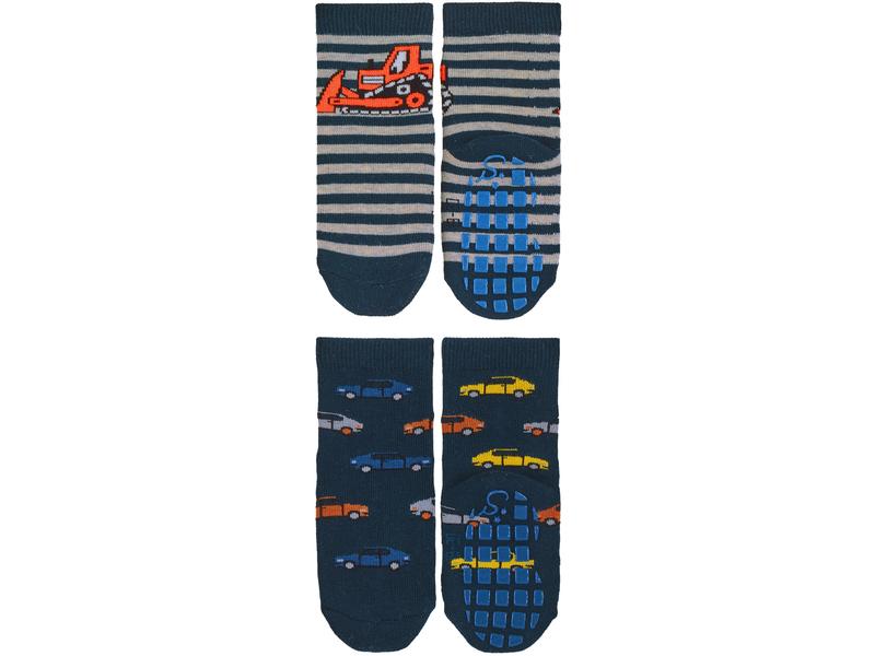 Sterntaler Antirutsch-Socken Bagger/Autos 2er Set Marine Gr Doppelpack Söckchen mit Vollplüsch im Sohlenbereich