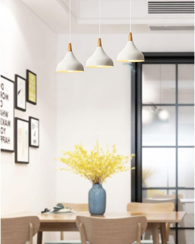 Nordischer Stil Restaurant Einzelkopf Kleine Hängelampe Moderne minimalistische Macaron-Leuchte Kreative Einzelkopf E27 Schraube Pendelleuchte Aluminium Holz Kunst Kücheninsel Lichter für C