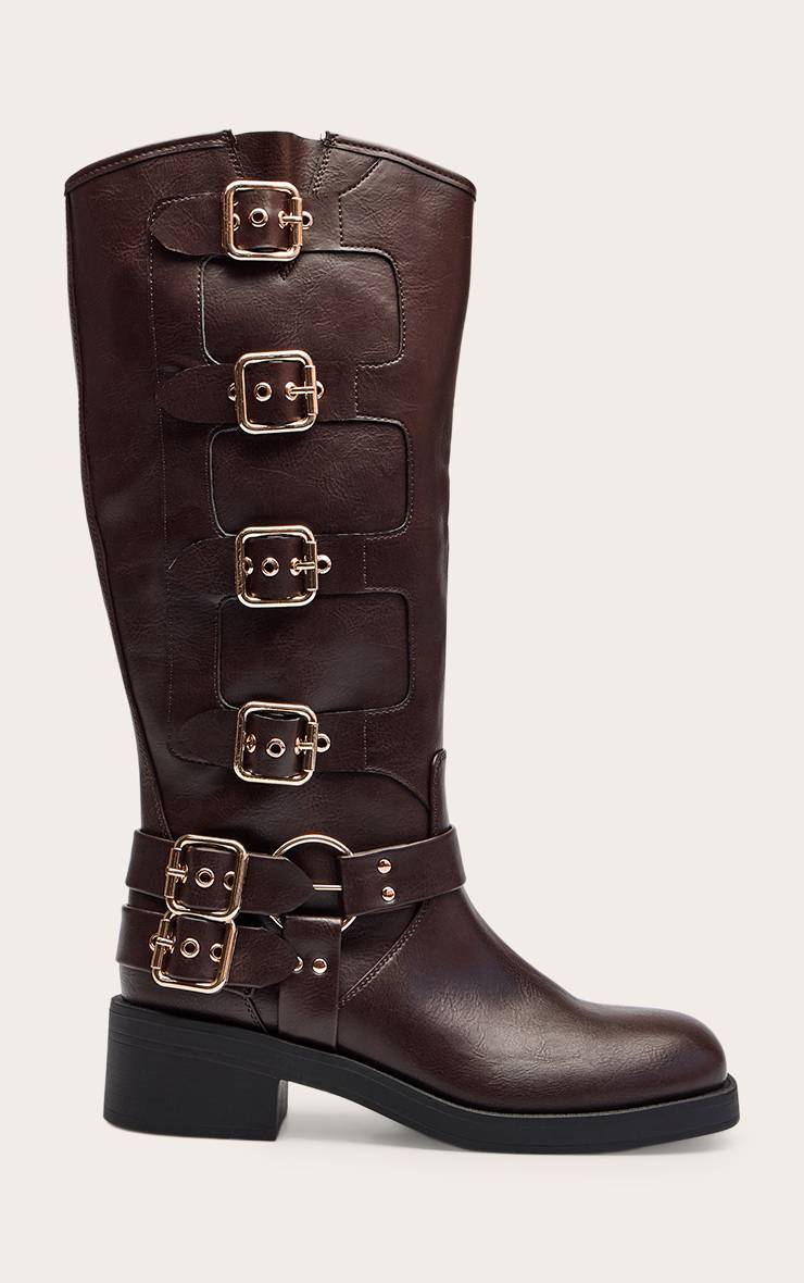 Chocolat Bottes Hautes En Synthétiquecuir Avec Détail Boucle