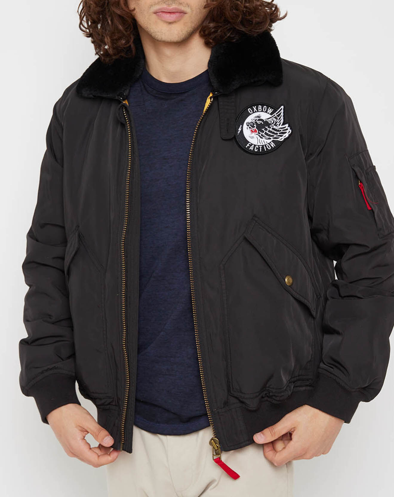 Oxbow Bombers matelassé col fausse fourrure noir