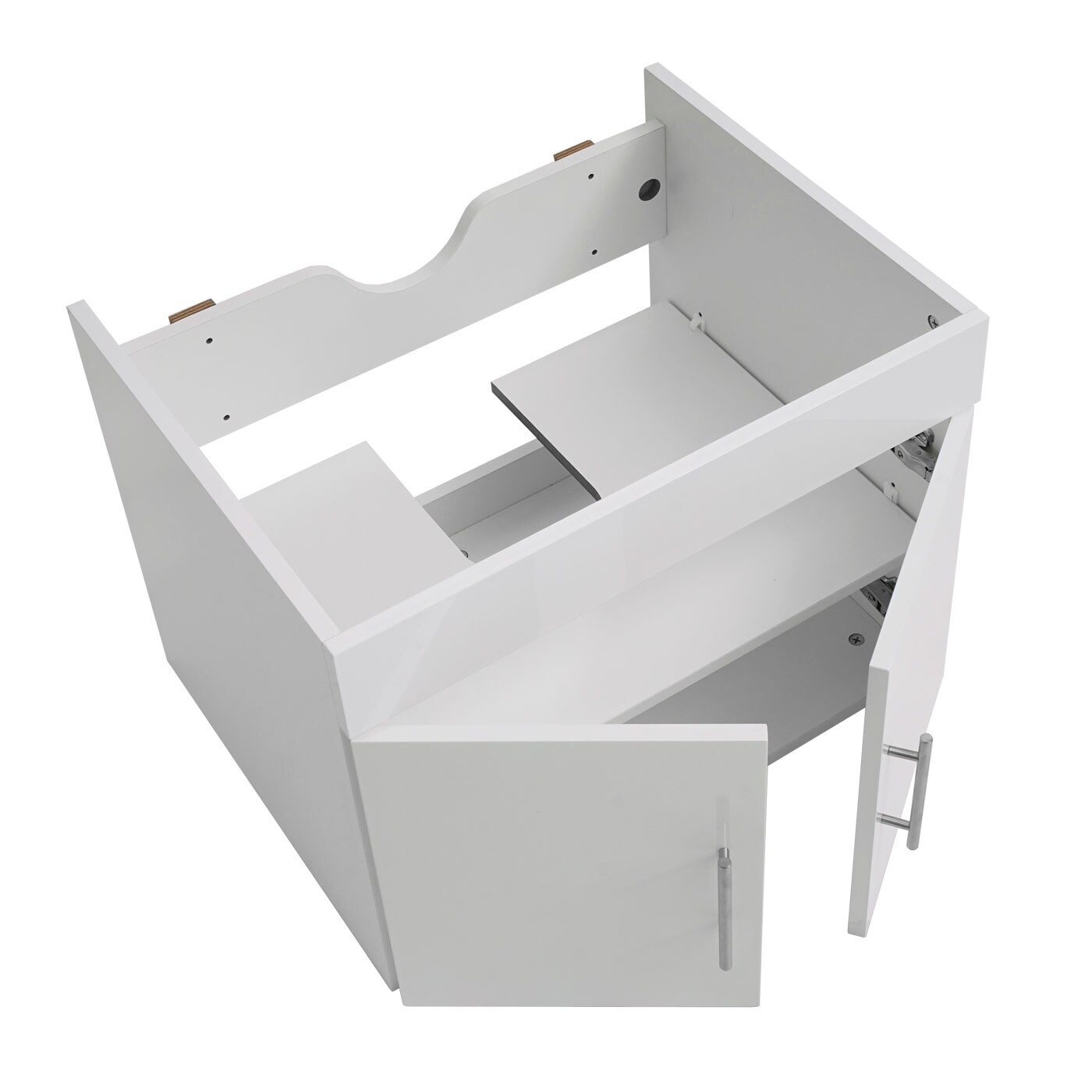Waschbeckenunterschrank MCW-D16, Waschtischunterschrank Waschtisch Unterschrank Badmöbel, MVG hochglanz 60cm ~ weiß