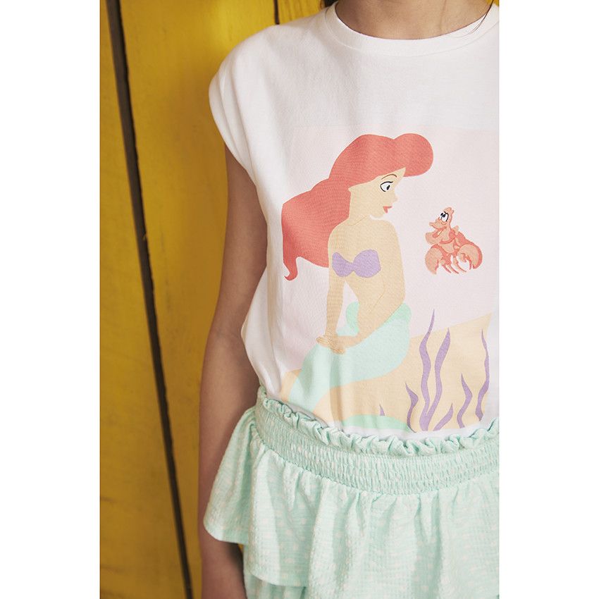 T-shirt manches courtes print Ariel Disney pour fille - Blanc