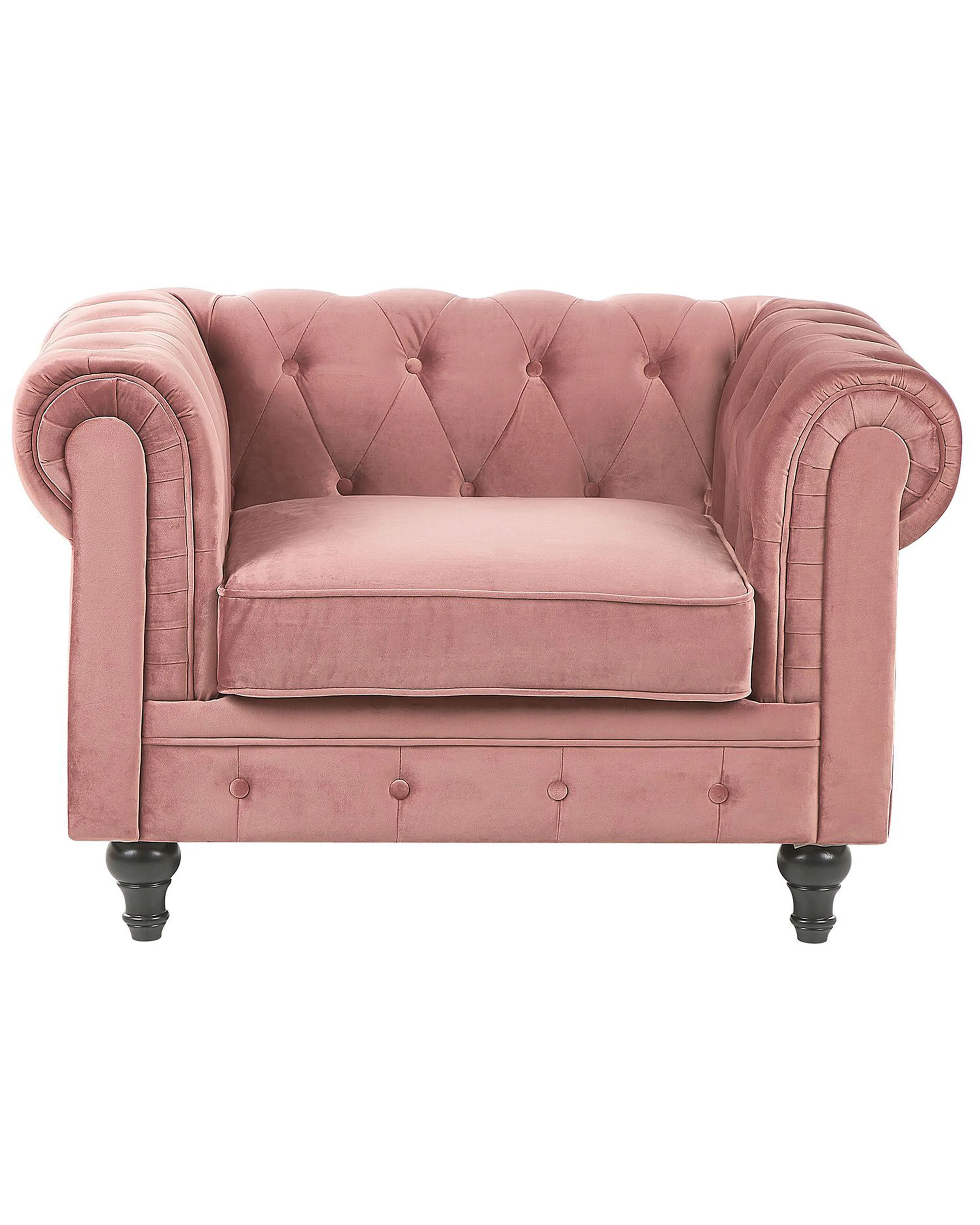 Fauteuil CHESTERFIELD Fluweel Roze