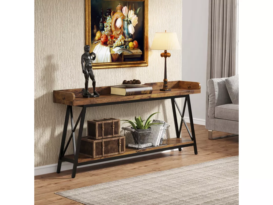 Tribesigns Table Console Derrière Le Canapé 180 cm Extra Longue, Table de Canapé Industrielle Rustique pour Salon, Table de Bar Longue pour Couloir d'Entrée étroite