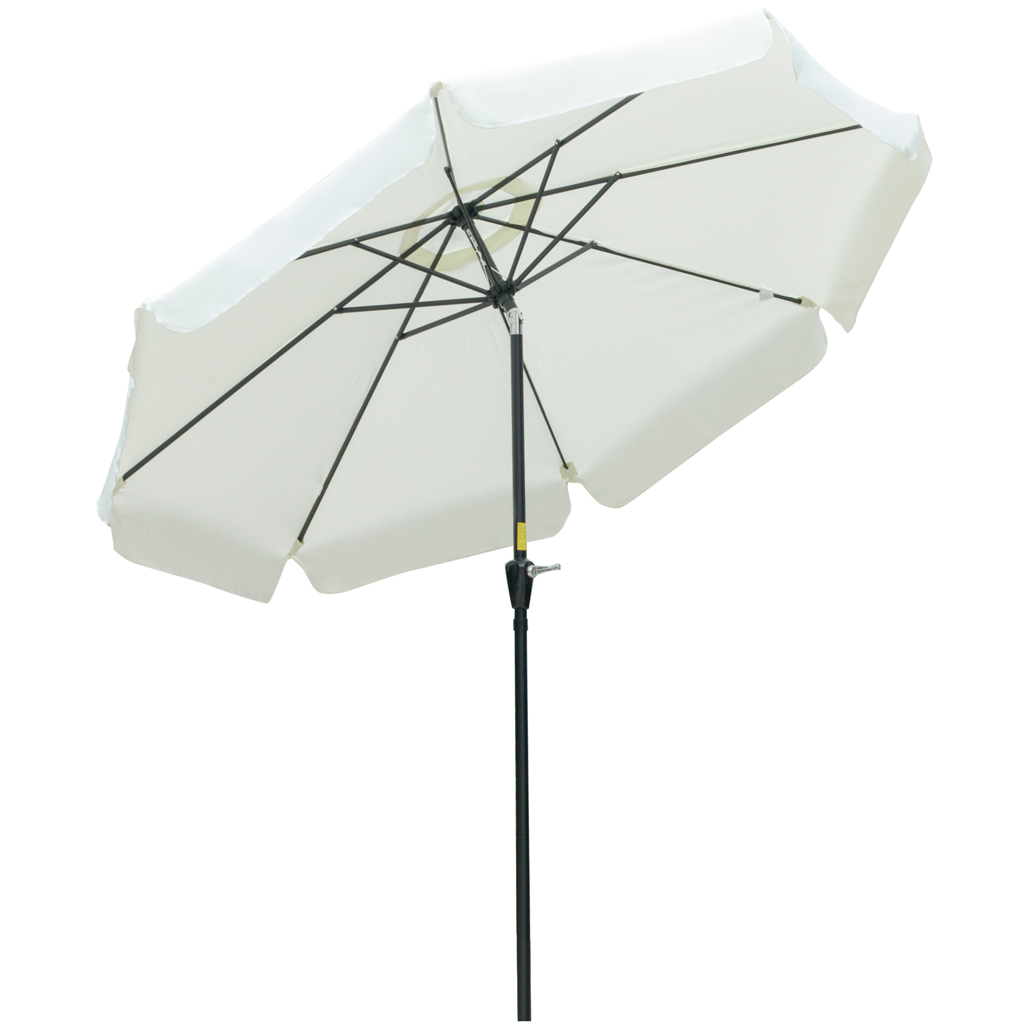 Guarda-sol de jardim Outsunny Ø266x250 cm em alumínio com ângulo ajustável, proteção UV50+, cobertura ventilada e manivela para terraço e varanda. Cor bege.