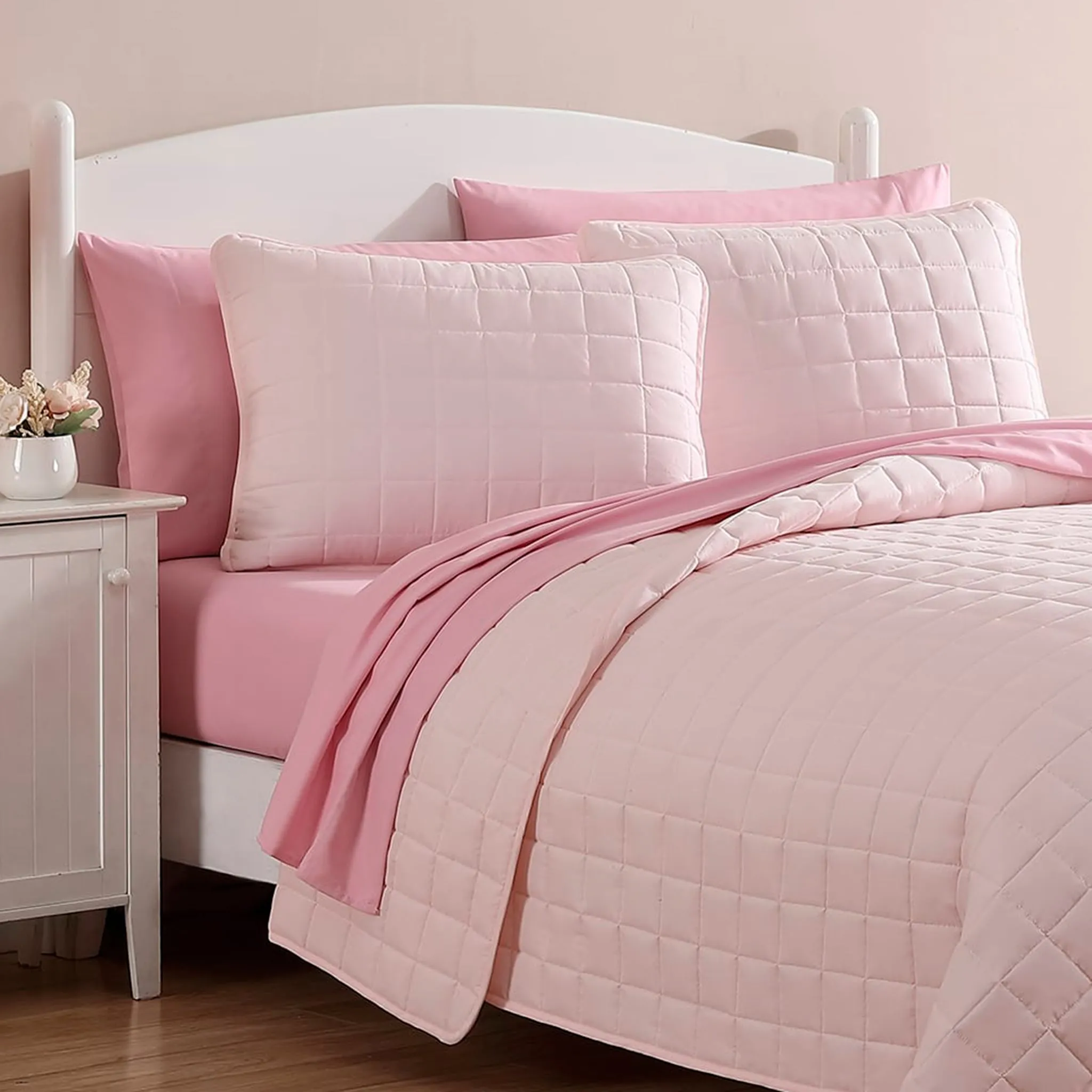 Cathay Home Ensemble Draps Lit Simple - Rose