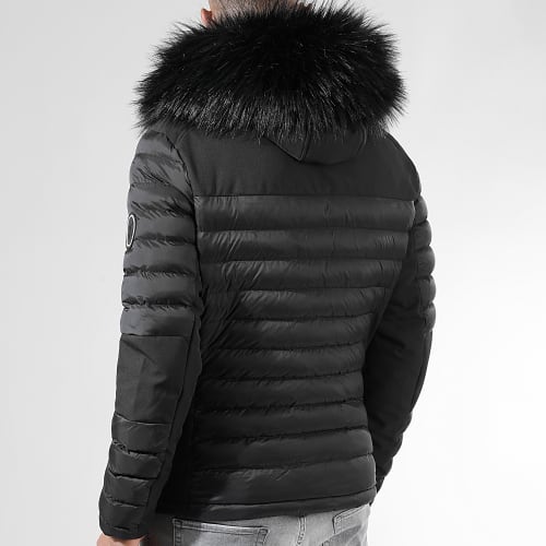 Doudoune Night Shark Avec Fourrure Noire 0012 Noir