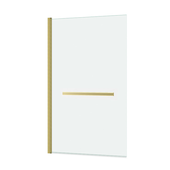 Pare-baignoire rabattable 120 x 70 cm, profilés alu doré brossé, porte-serviette, Galedo Essentiel