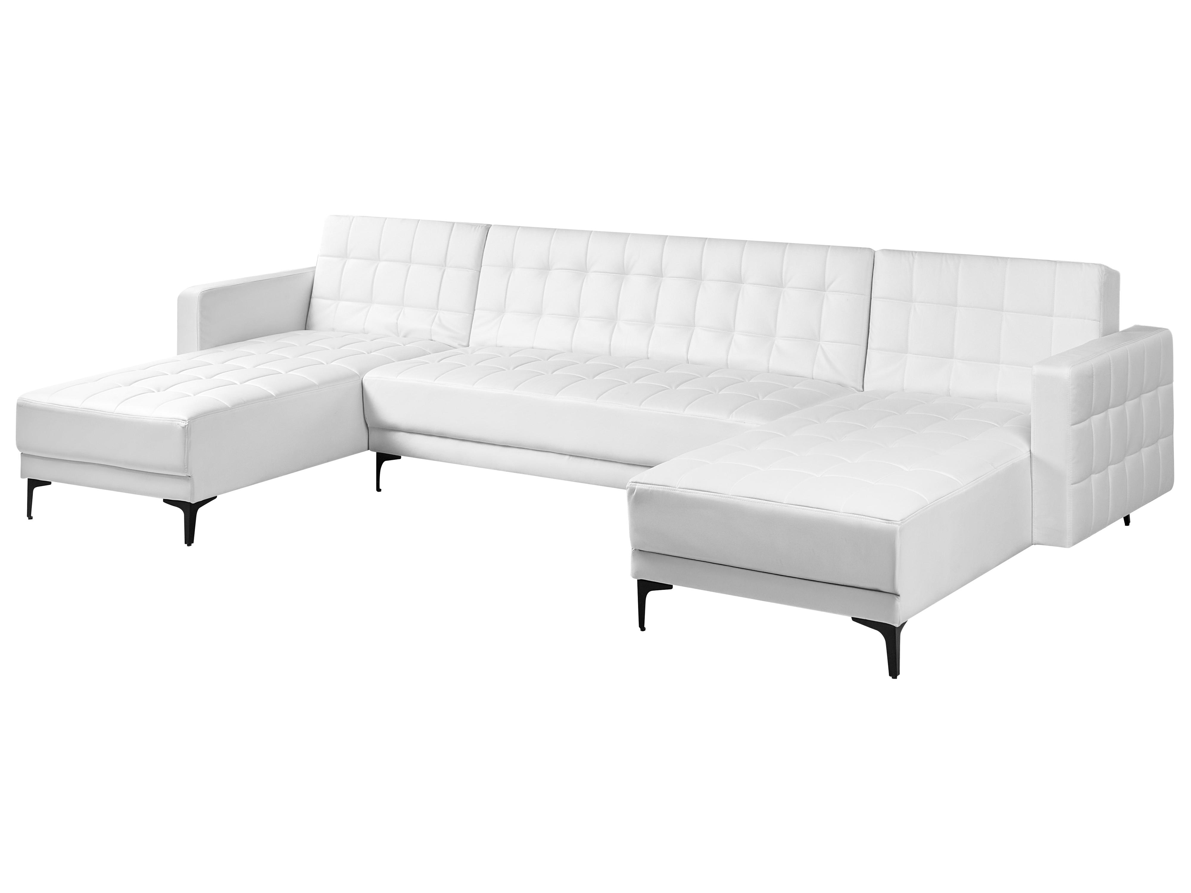 Modulaire U-vormige slaapbank 5-zits ABERDEEN Kunstleer Wit