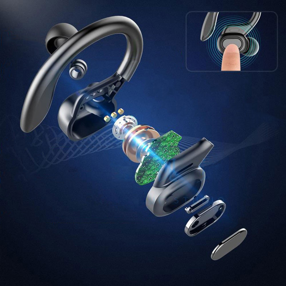 Kabellose TWS Bluetooth 5.0 In-Ear Sport Kopfhörer Headset   Ladecase mit Ladeanzeige (350mAh) - Schwarz