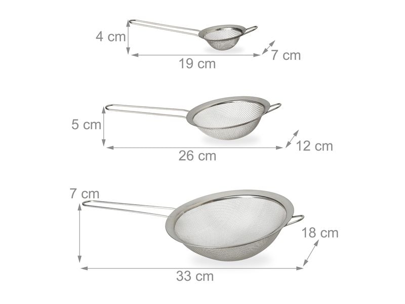 relaxdays Abtropfsieb 3er Set Küchensieb-Set