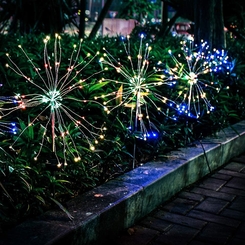 120 LED's Solar Lampe Outdoor Gartenleuchte Feuerwerk Rasen Beleuchtung Laterne Wasserfest (IP65) - Bunt