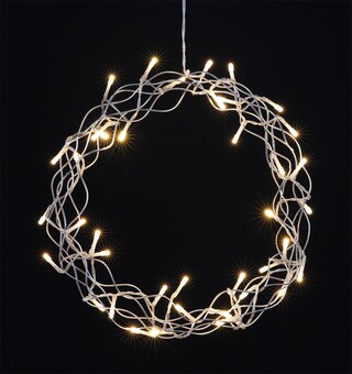 LED Lichtobjekt Kranz silberfarbig 30cm 40LEDs warmweiß batteriebetrieb Metall Weihnachten