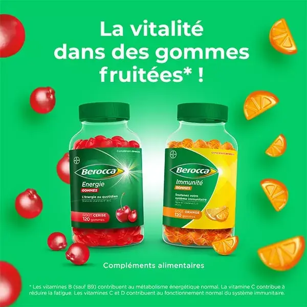 Berocca® Immunity 120 gomas Multivitaminas e Minerais Suplemento Alimentar Sabor Laranja