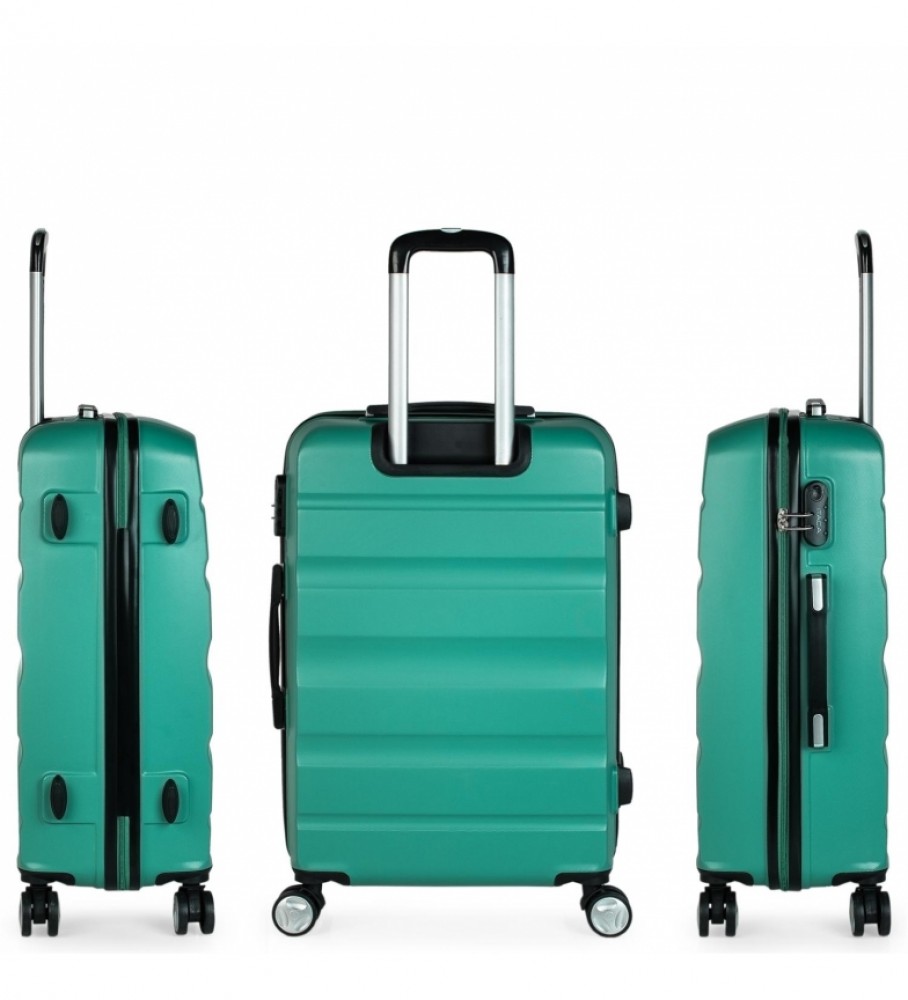 Mala de viagem rígida ITACA com 4 rodas T71660 Azul-turquesa - 61 x 44 x 26 cm -