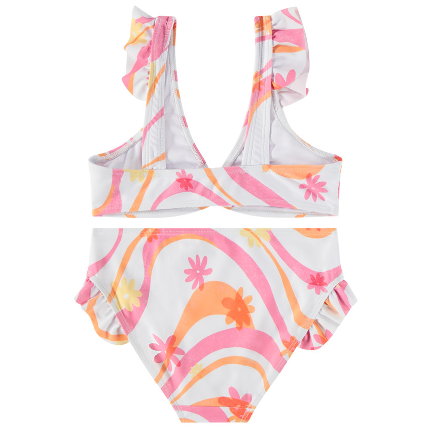 Maillot de bain 2 pièces volanté et imprimé fantaisie pour fille