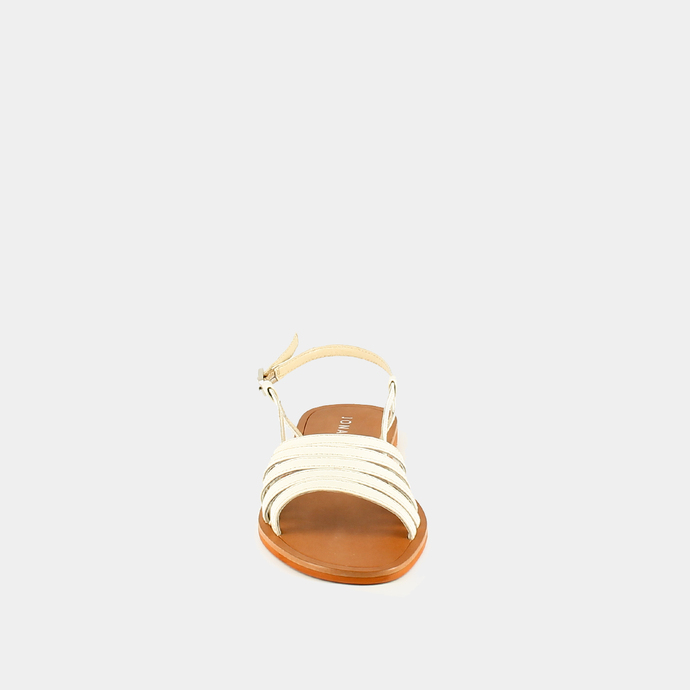 Sandales à brides et bouts ouverts  en cuir vernis écru