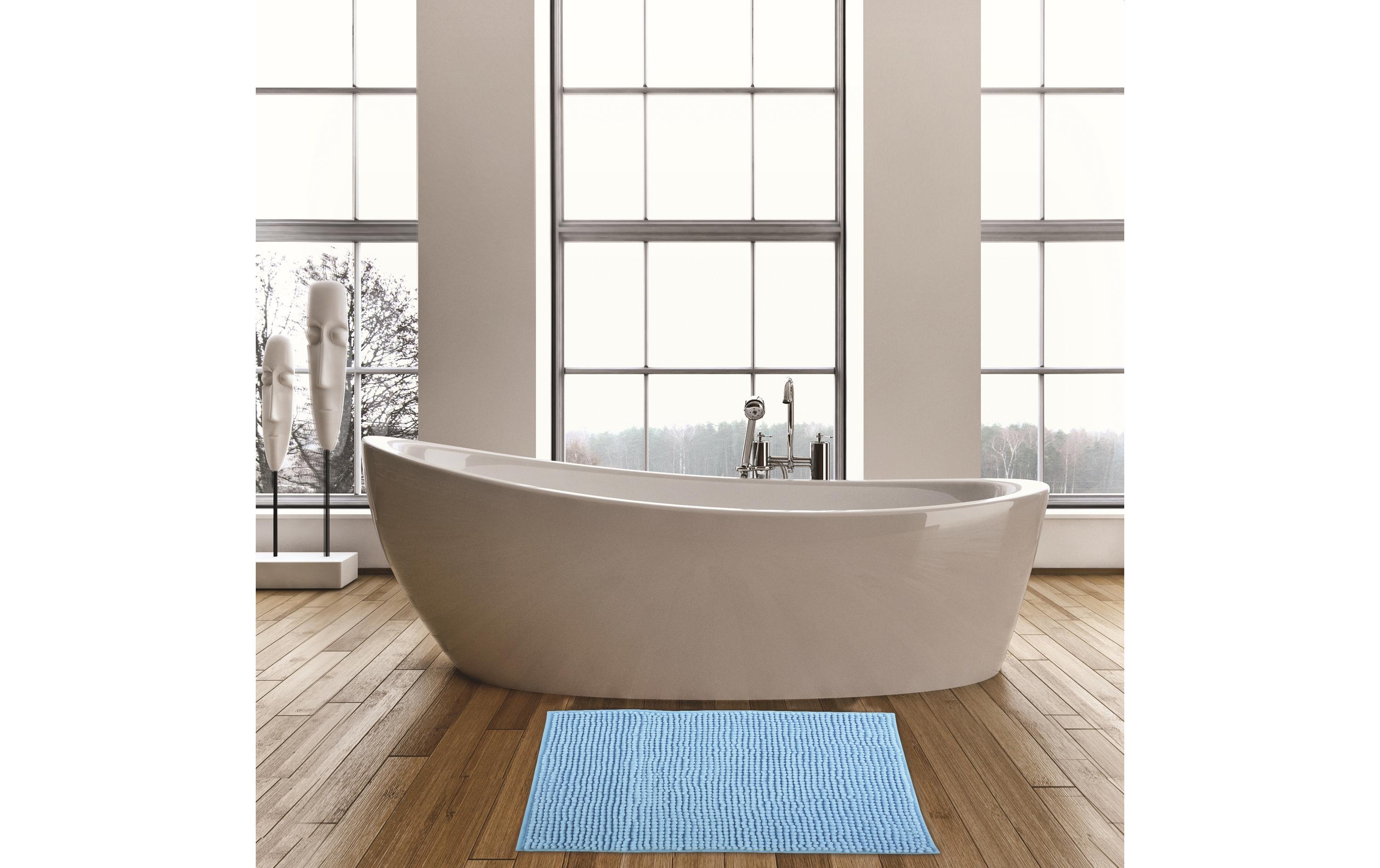 Badteppich Chenille 40 x 60 cm, HellblauBadematte mit rutschfester Unterseite