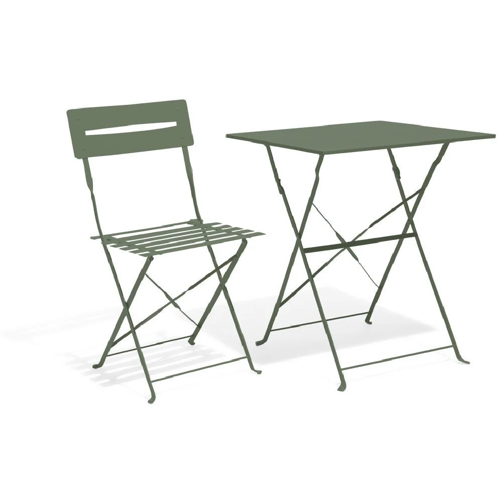 Table de jardin Boston pliante 2 personnes métal vert 60x60xH70cm