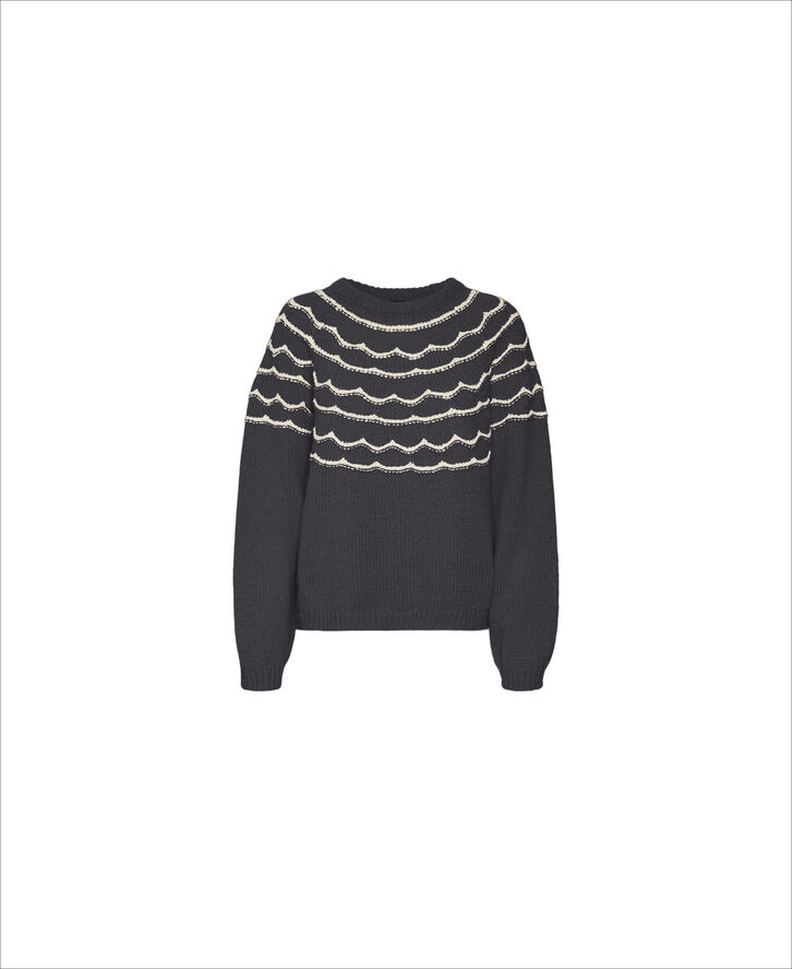 Vero Moda VMCHARMAINE LS O-NECK PULLOVER GA B Obsidian/w. birch