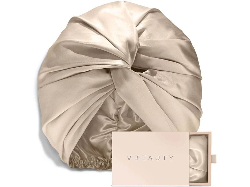 VBEAUTY Premium Seiden Turban Champagner Turban aus Maulbeerseide