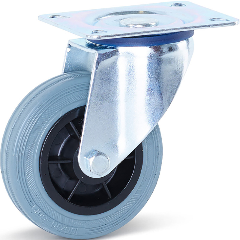 Zwenkwiel rubber 100mm - 75kg draagvermogen