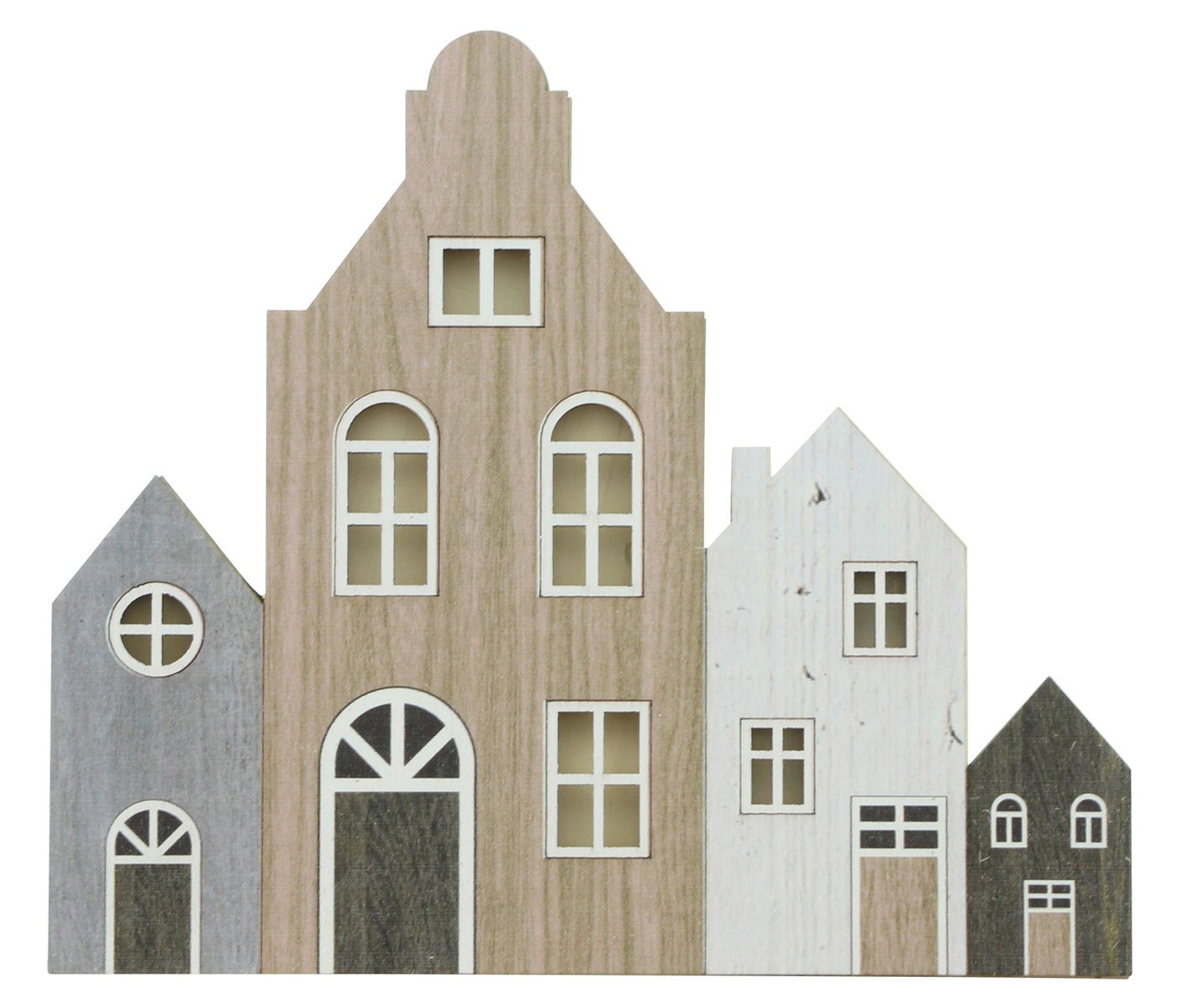 FRANK FLECHTWAREN | LED Hangende Huizen, 30 x 1 x 30 cm, HOUT, METAAL, KUNSTSTOF