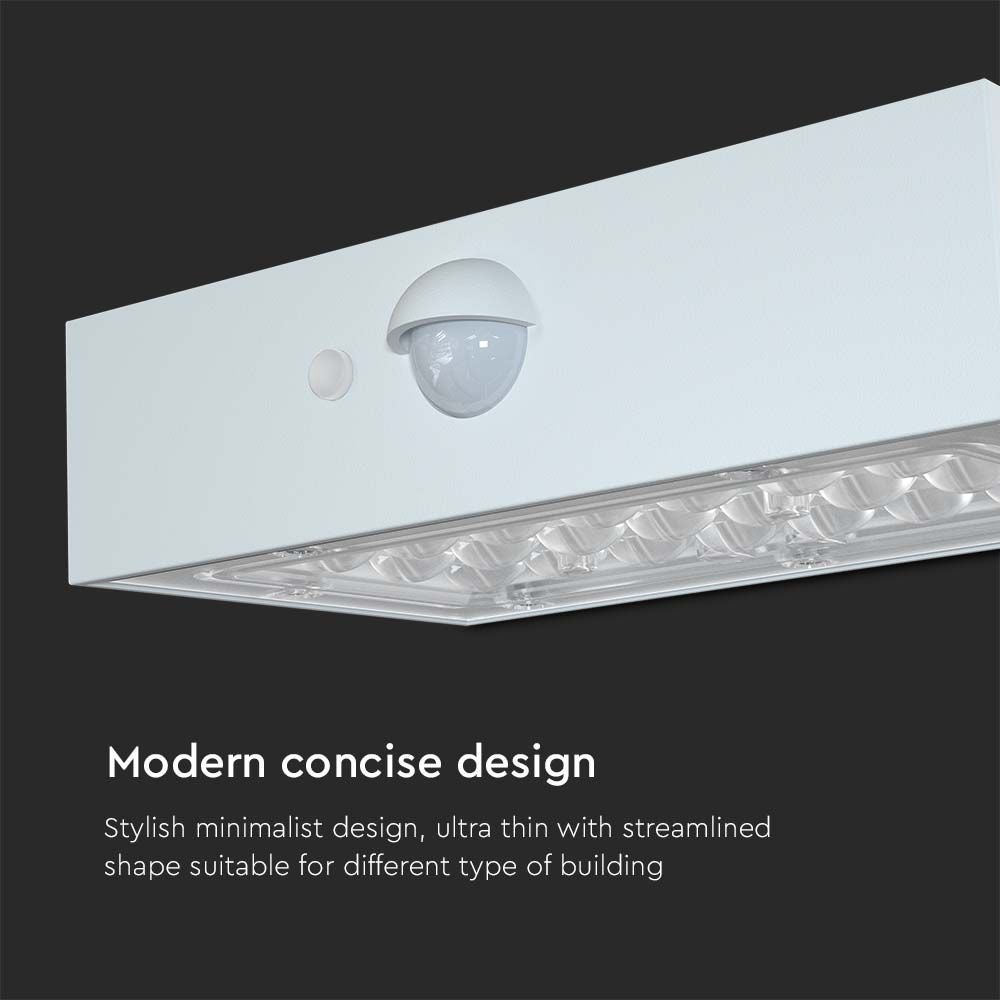 Solar wandlampen - sensor - IP65 - witte behuizing - 3 watt - 350 lumen - 4000K+3000K