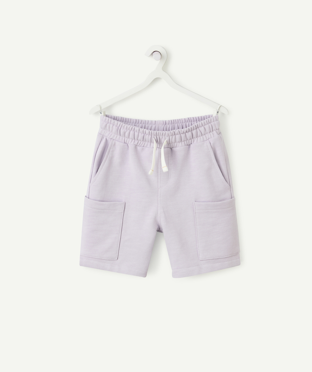 bermuda cargo garçon en coton biologique mauve