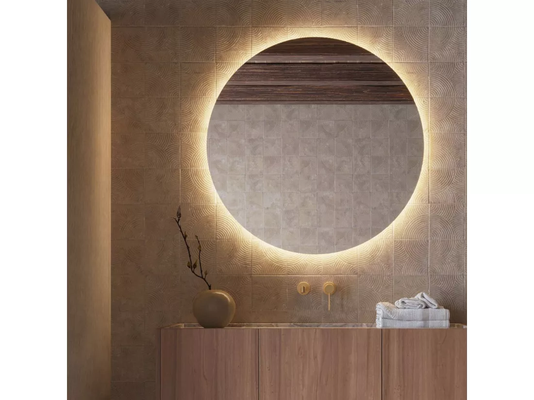 Miroir Salle de Bain OPORTO - Ø80 - Led Rétro-Éclairé (3000K) - Verre Sécurité 5mm - LEDIMEX