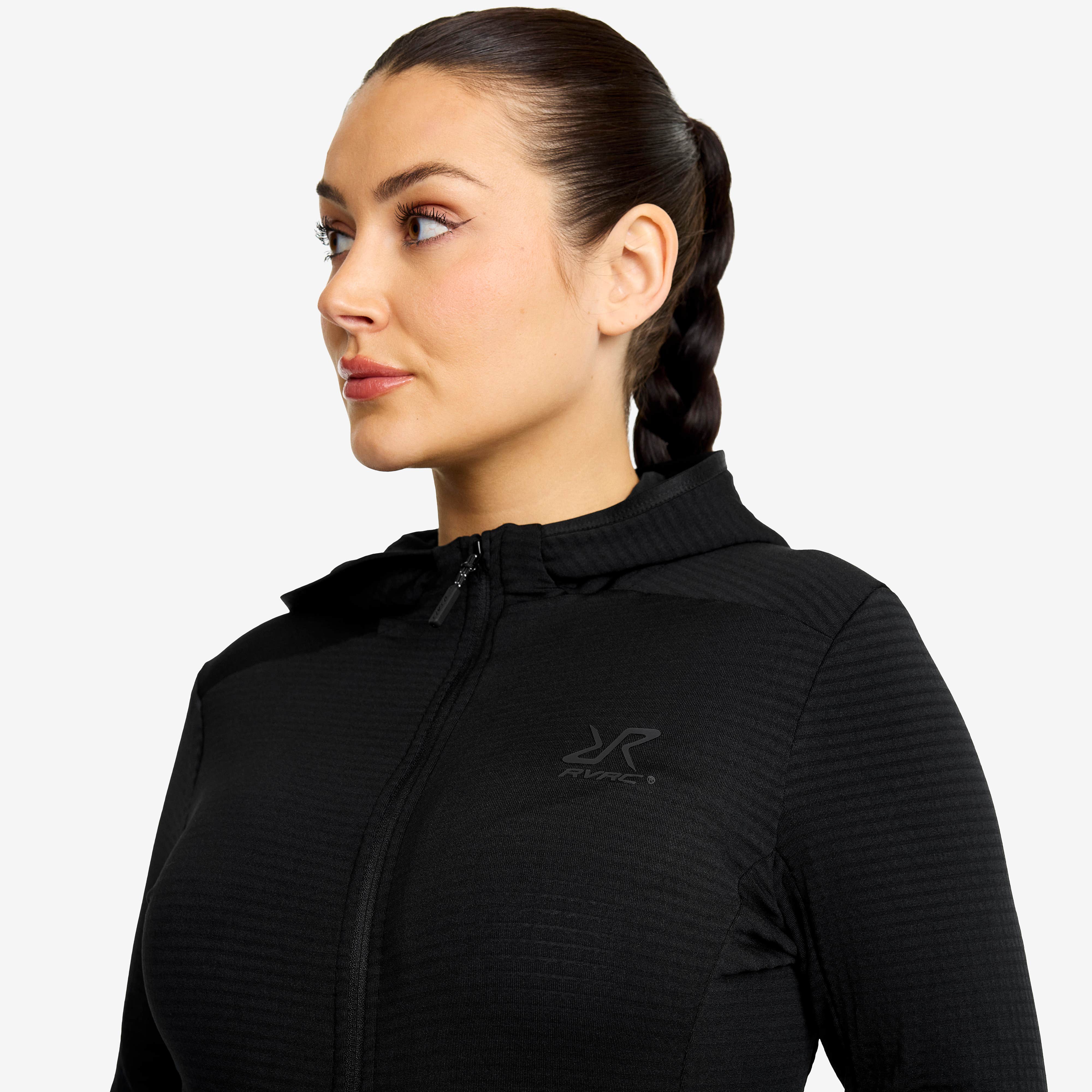 Waffle Hoodie Dame Black