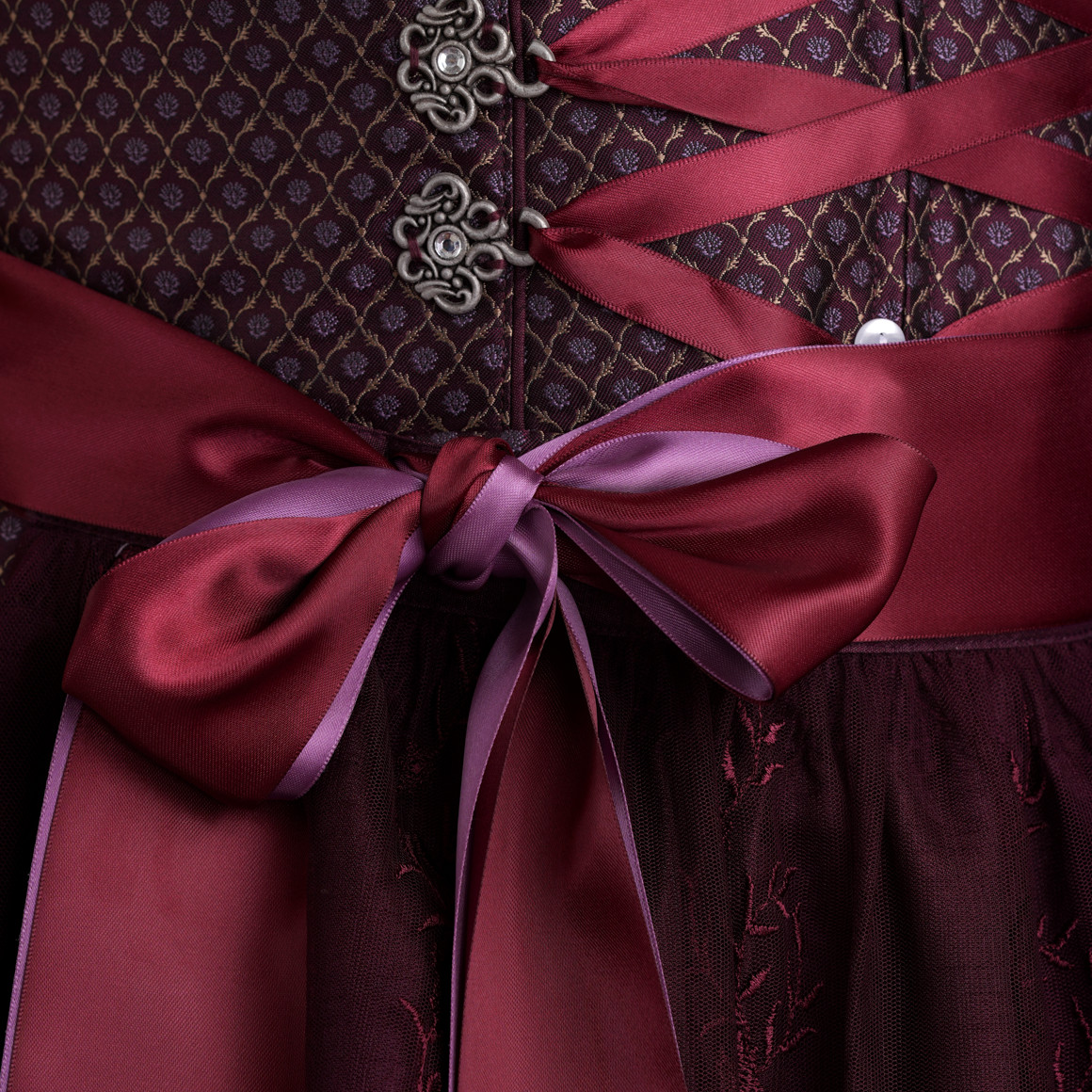 Gina Benotti Damen Dirndl mit floralem Muster weinrot
