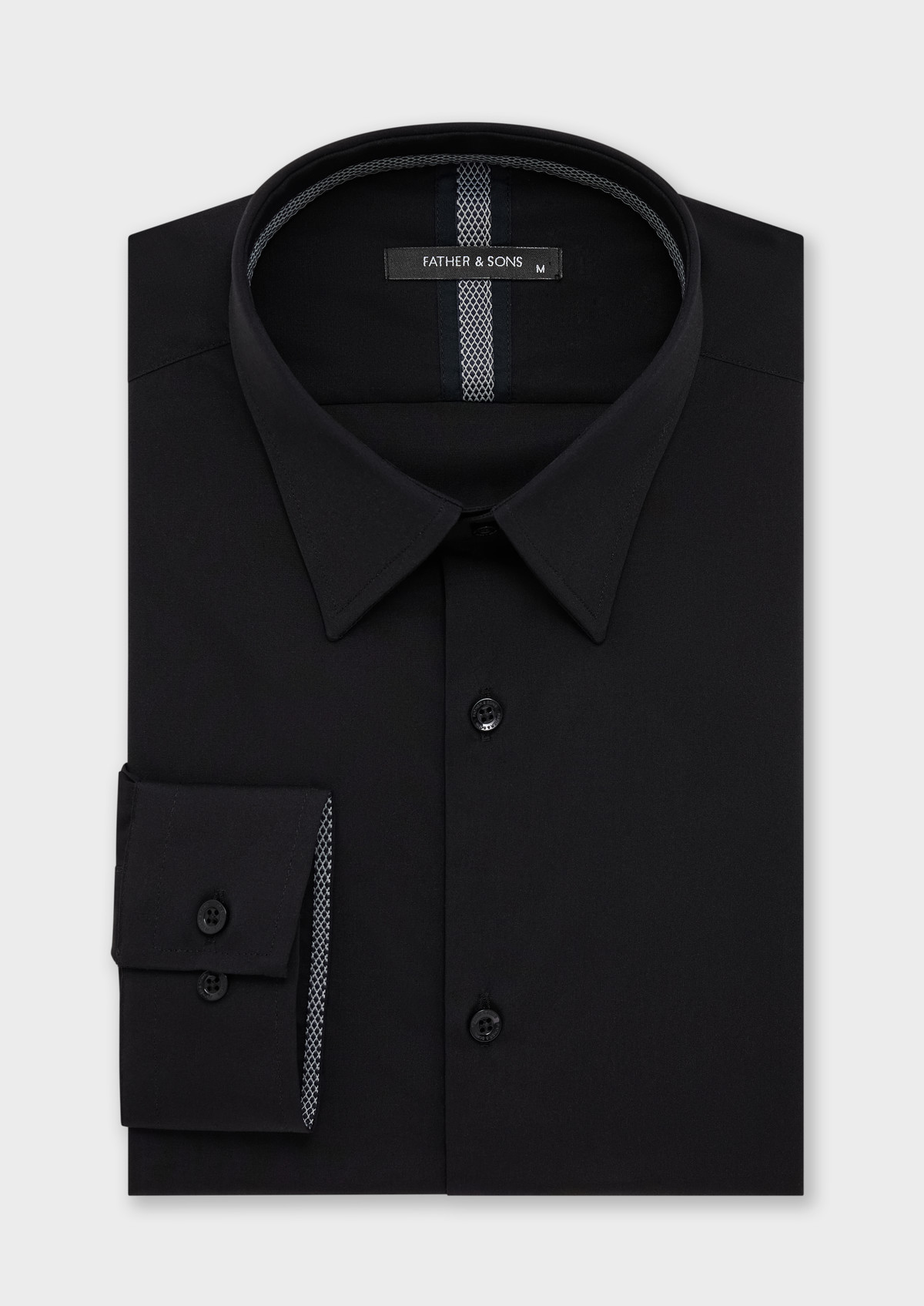 Chemise habillée Regular en satin de coton stretch uni noir
