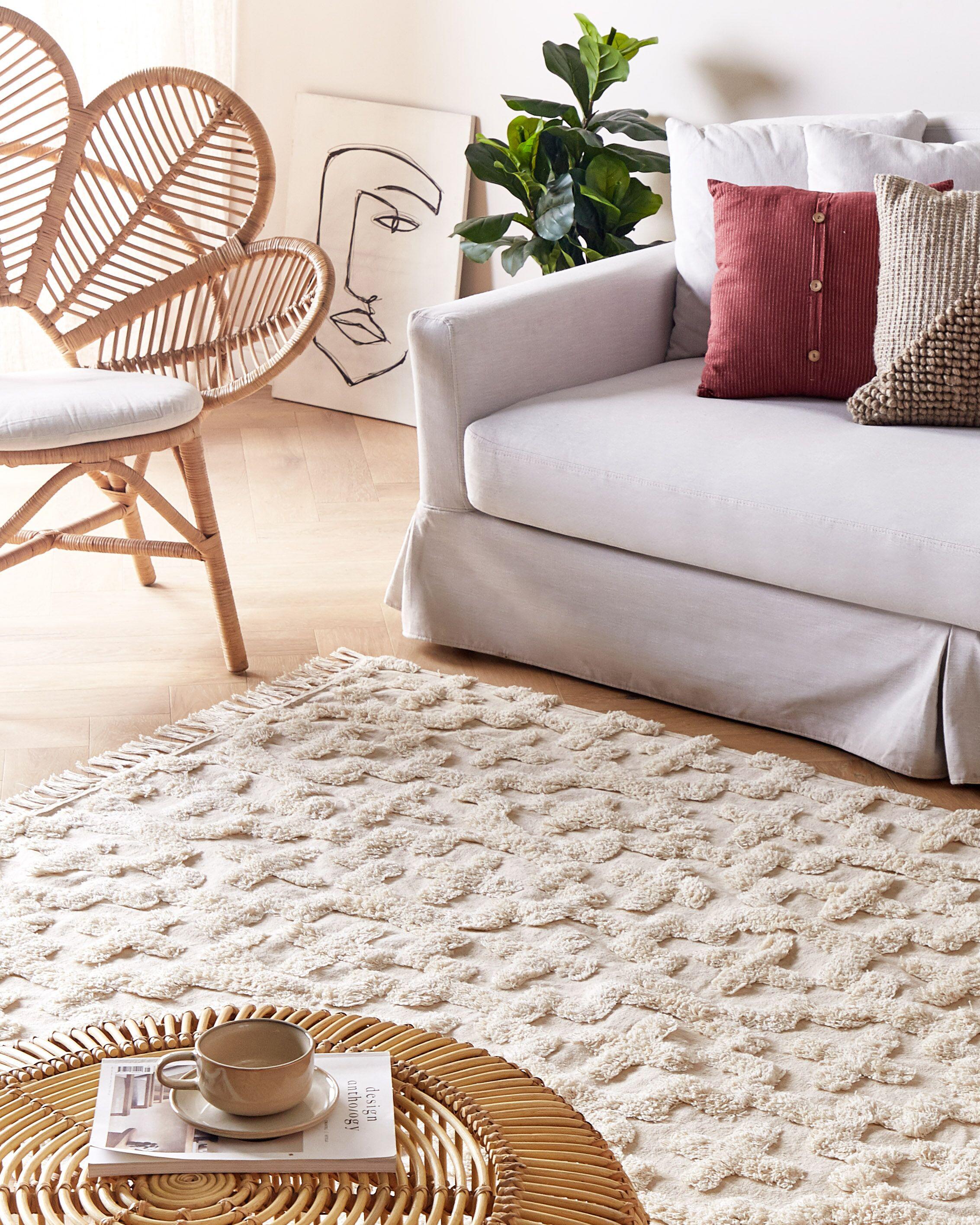 Vloerkleed ITANAGAR Beige 160 x 230 cm Katoen