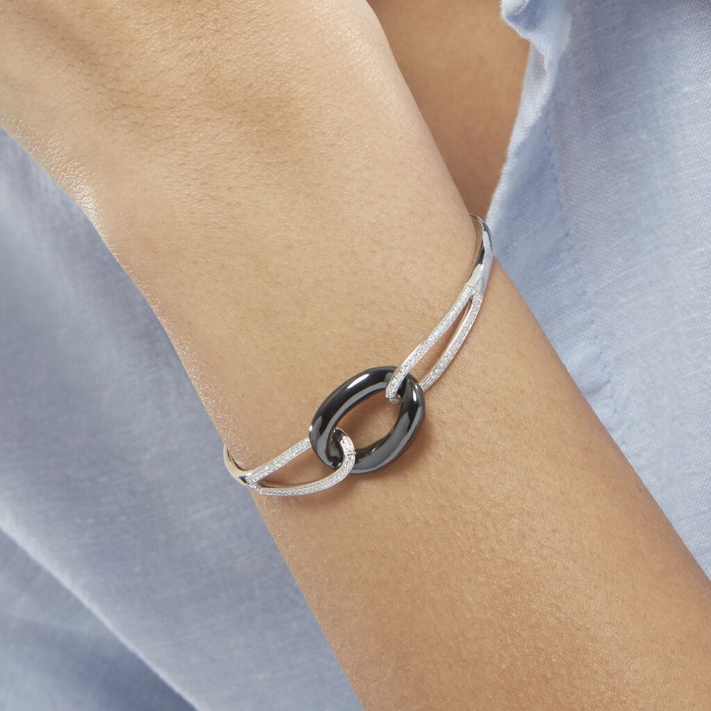 Bracelet Jonc Ceramik Design Argent  Céramique Et Oxyde De Zirconium