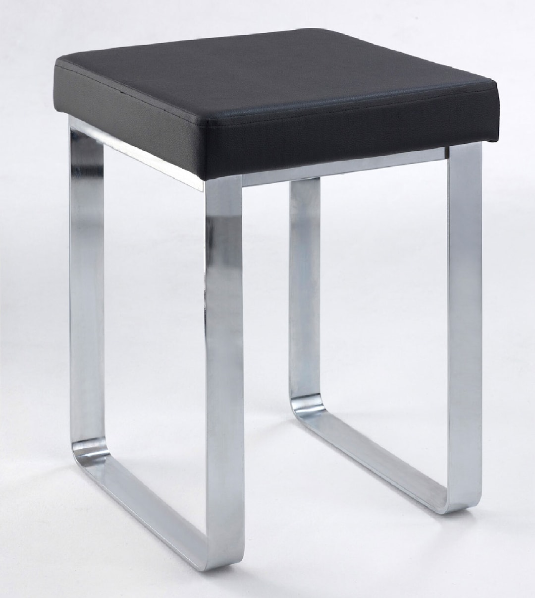 Hocker LOLITA Chrom/Lederlook schwarz