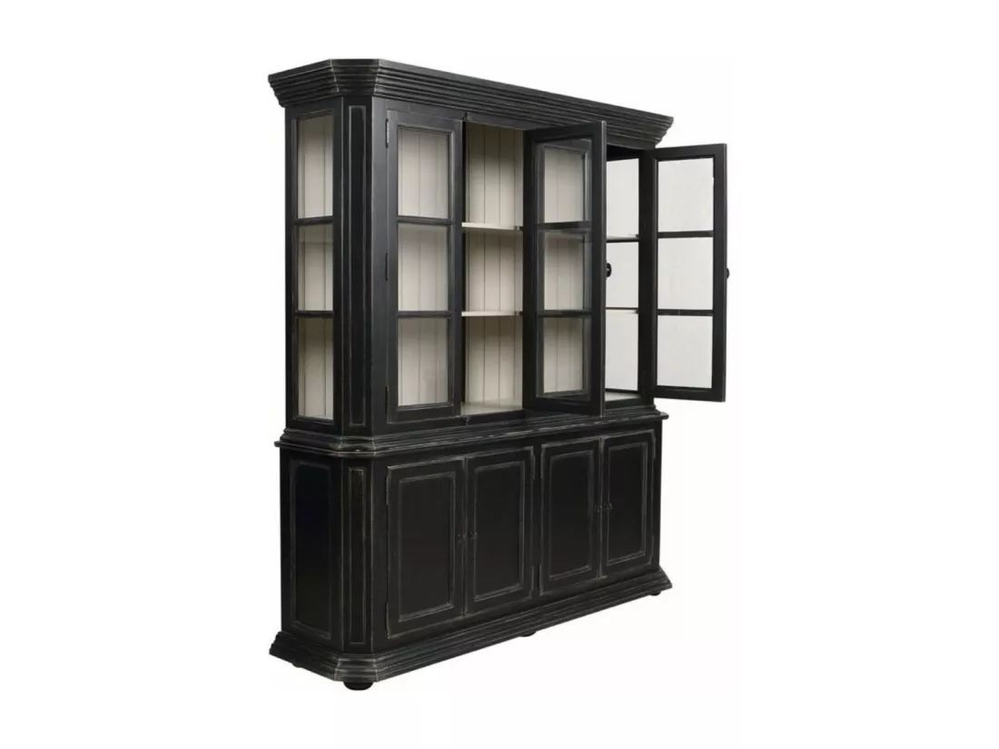 Buffet vaisselier 4 portes vitrées Bois-MDF Noir - Bruges Interior's